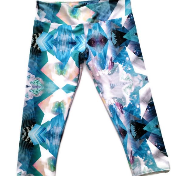 Onzie Hot Yoga Legging Capri Pants Size M/L Multicolor Blue Green Future NWT - Picture 1 of 5